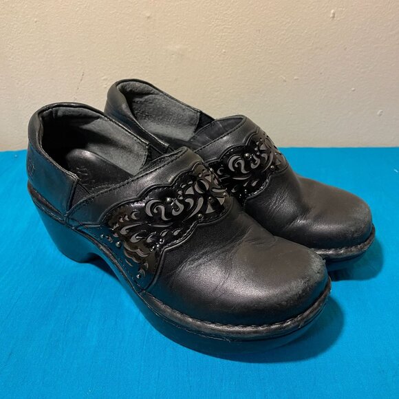 Ariat Tambour Womens Black Leather Slip-On Clogs with Laser Cut Detail Size 7 US - Picture 2 of 11